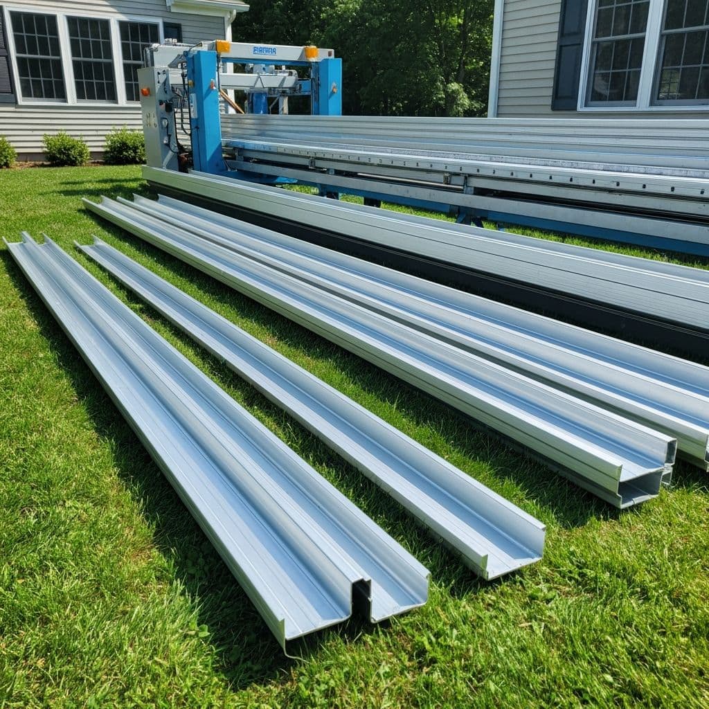 Custom cut seamless gutter sections ready for delivery in Connecticut