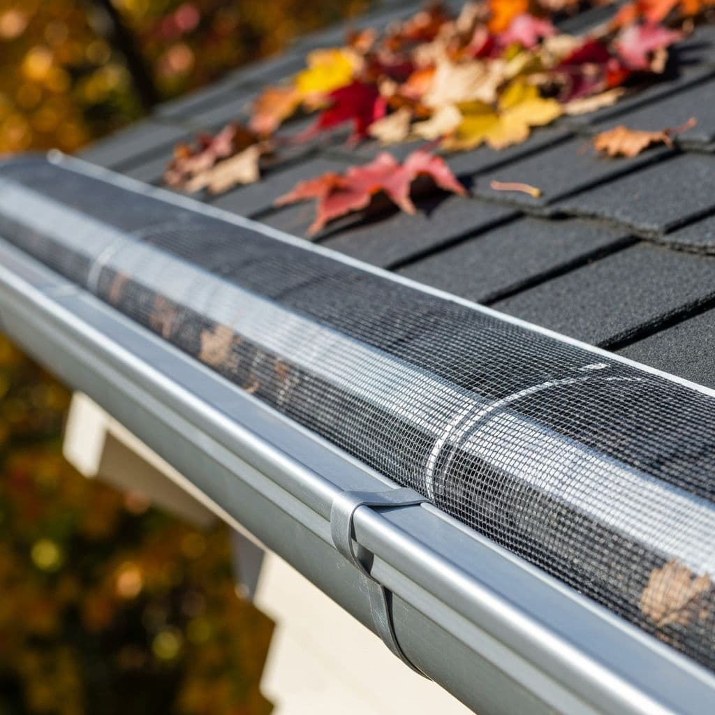 Micro mesh gutter guards installed on a residential gutter